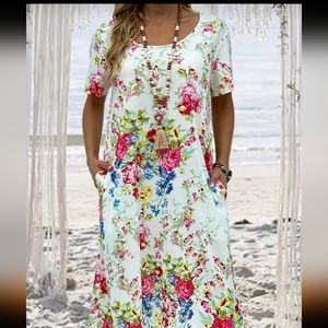 NWOT 3X(22/24) White Floral Midi Dress